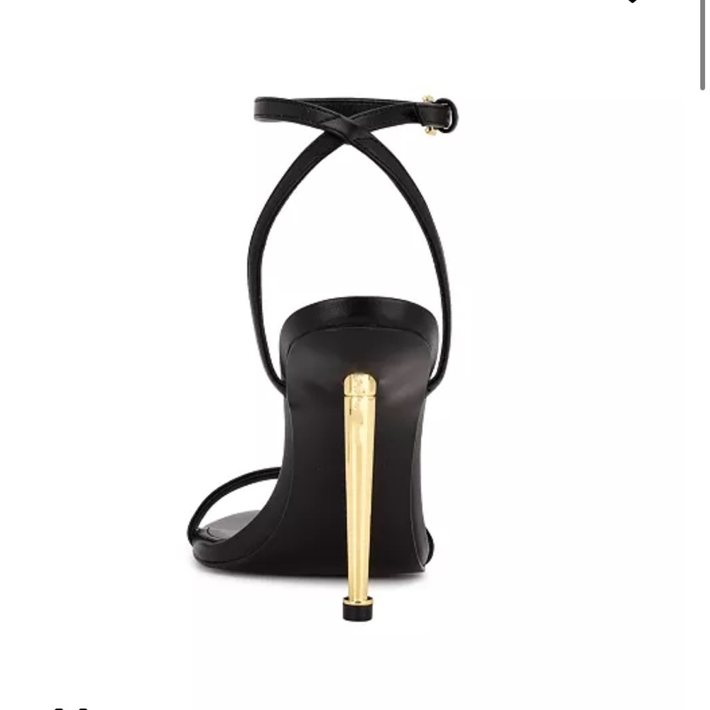 Nine West Reina Black and Gold Women's Stiletto Sandals - Picture 3 of 11